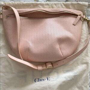 Clare V Pink Perforated Leather Crossbody Bag